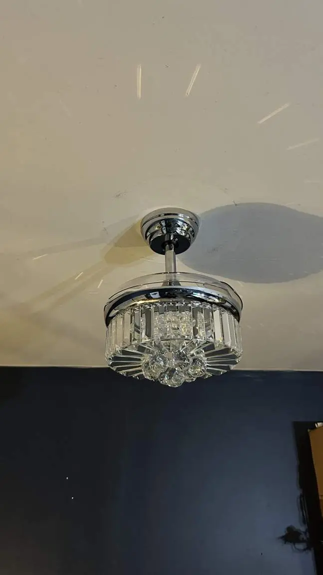 Crystal ceiling fan light installed