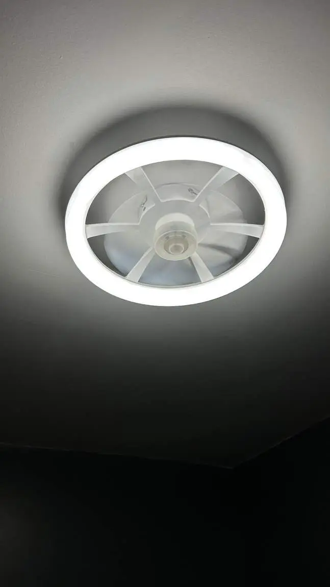 LED ring ceiling fan light installed